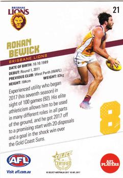 2017 Select Certified #21 Rohan Bewick Back